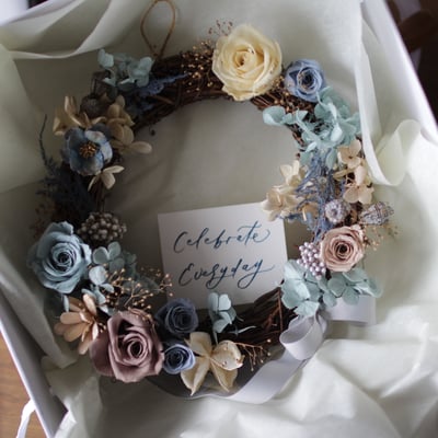 永生玫瑰花圈 / 冰藍 NT28804