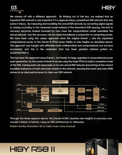 Hiby RS8 II 旗艦音樂播放器 AI 音色模擬 Hi-Fi 播放器｜DARWIN III R2R 架構 × Qualcomm 8Gen2 平台 × 46.8Wh 高電壓電池6
