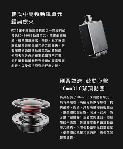Fiio FX15 一圈一鐵四靜電單元 MMCX可換線 耳道式耳機4