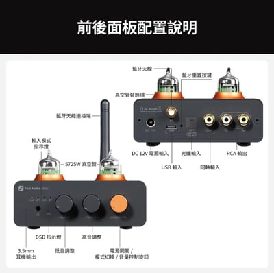 Fosi Audio GR40 真空管 DAC / 耳機擴大機 高效能 ESS9028Q2M DAC 晶片整合8
