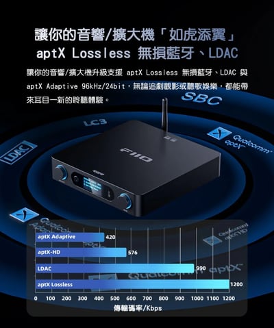 FIIO BR15 R2R 藍牙解碼接收器 Hi-Fi無損藍牙 LDAC aptX Lossless R2R DAC4