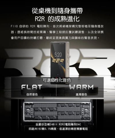 FIIO M33 R2R 隨身音樂播放器 自研全差分 24Bit 梯形電阻陣列 DAP4