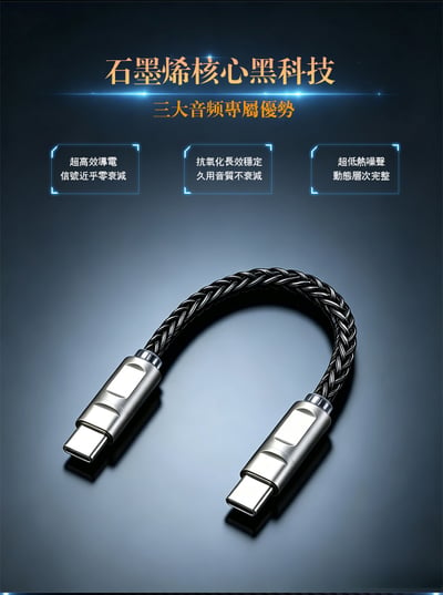 狂派 KUANG PAI OTG5 石墨烯超性銅 HIFI OTG線 8股512芯方形編織5