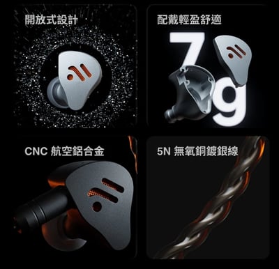 Fosi Audio IM4 開放式耳道式耳機 開放式監聽耳機 經典單動圈的通透覺醒 可換導音管7