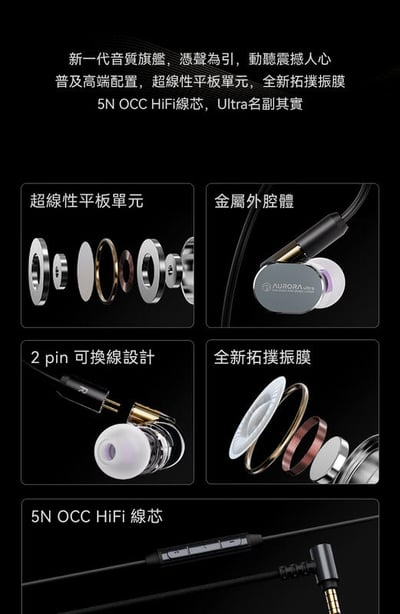 Rose technics弱水時砂 極光ultra 可換線 耳道式耳機 拓撲動圈+平板單元2