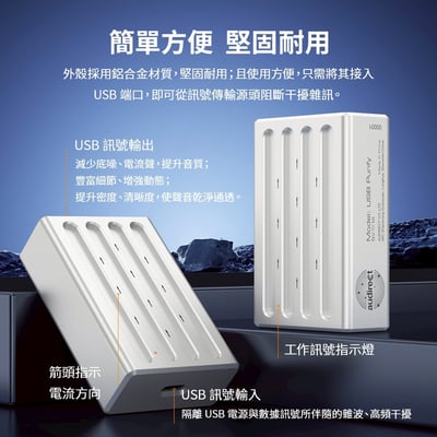 Audirect USB Purify 電源訊號淨化器 徹底消除底噪電流聲 隔離式串聯 USB 電源訊號淨化器12