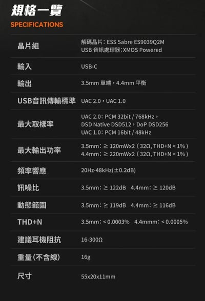 Fosi Audio DS3 Type C 隨身USB DAC 耳擴 小尾巴 3.5mm/4.4mm 全球首創 XMOS 雙模 / 7.1 遊戲空間音效7
