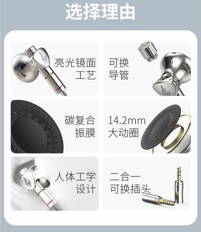 BGVP DX7 平頭塞耳機 MMCX 可換線 二合一插頭 可換調音導管3
