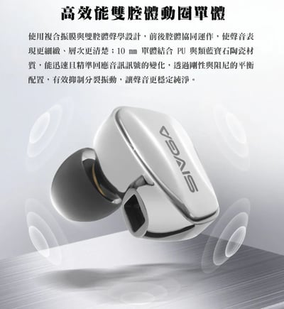 SIVGA SM100 耳道式耳機 線控麥克風遊戲耳機 類藍寶石陶瓷複合振膜單體5