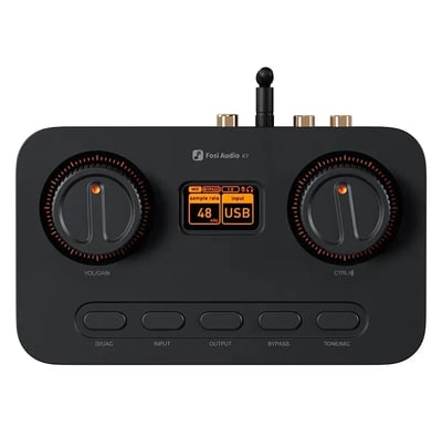 Fosi Audio K7 桌上型 DAC 耳機擴大機 支援 USB、光纖、同軸輸入 具備麥克風輸入與降噪功能2