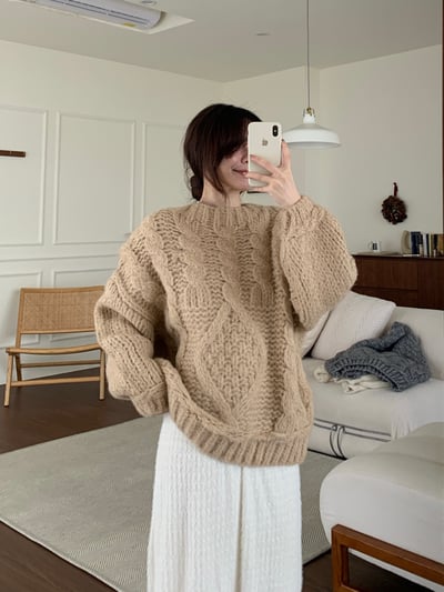 現貨 回歸) QQ蓬鬆麻花毛衣 3色16