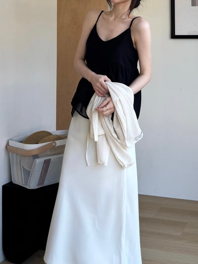 回歸) AL09 細肩傘狀雙層背心 2色1