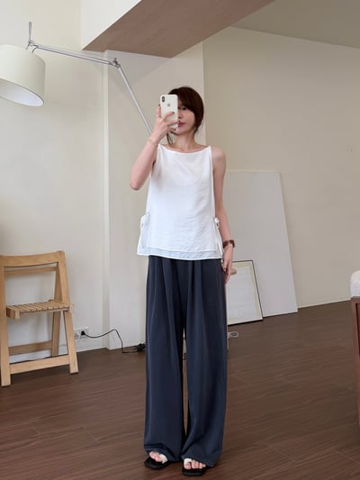 BD21 大推自留！冰絲前打折舒服寬褲 4色1