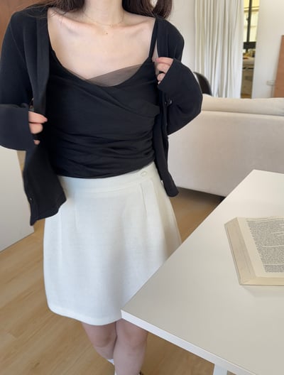 新增新色回歸) AL07 細肩網紗bar背心+小罩衫set 2色16