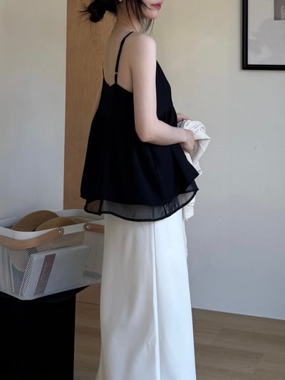 回歸) AL09 細肩傘狀雙層背心 2色4