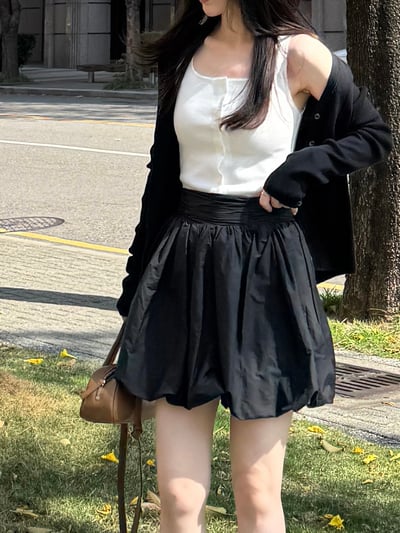 回歸) AK08 小花邊方領排釦背心 1色3