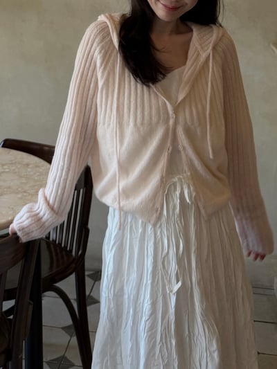 BB14 推！連帽馬海毛柔軟坑紋開衫 2色4