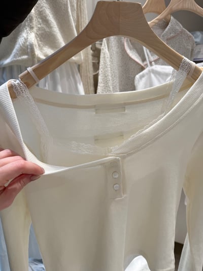 BB09 純慾感蕾絲肩帶小鈕扣背心 2色6