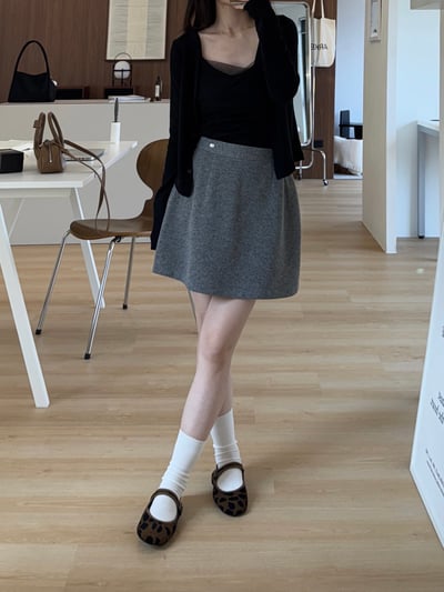 回歸) AL05 顯瘦小標A字短裙 3色 SM6