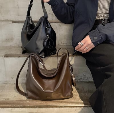 B37 Bucks&Leather  26年新款！大款 牛皮光滑亮面拉鍊托特包3