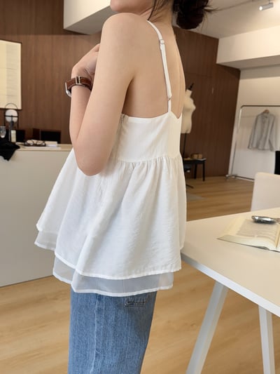 回歸) AL09 細肩傘狀雙層背心 2色10