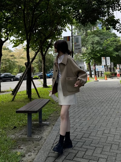 WHM01 大推薦！兩面穿100%羊毛手工大衣  (杏色賣場)7