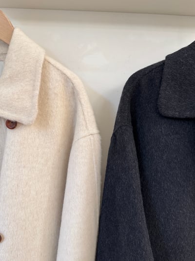 現貨 AZ02 設計扣中長板羊毛70%手工大衣 2色7