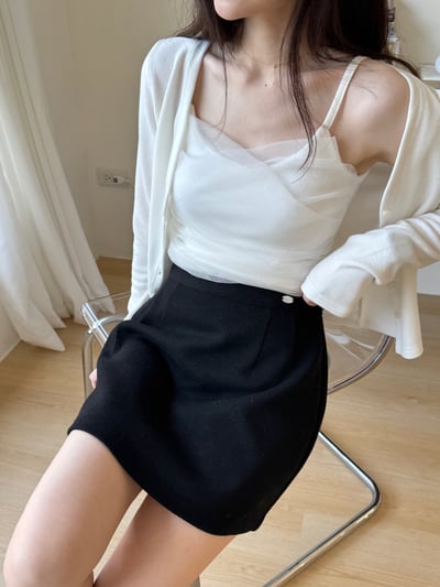 新增新色回歸) AL07 細肩網紗bar背心+小罩衫set 2色4