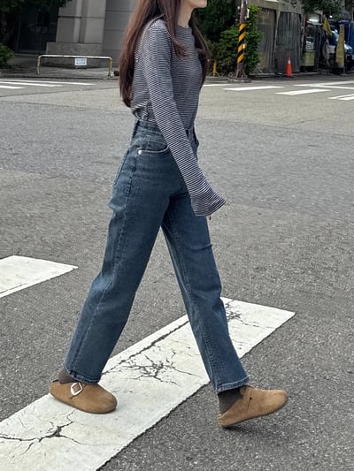 AZ13 復古刷色彈性磨毛窄管褲 1色 SML7