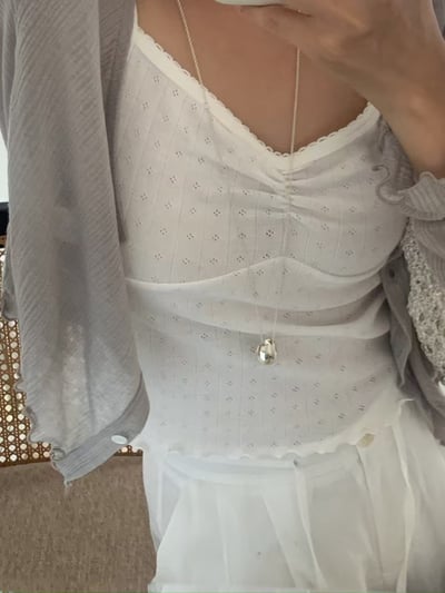 回歸) AS05 柔軟天絲木耳邊紋理小罩衫 2色13