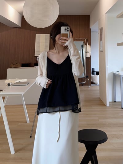 回歸) AL10 木耳邊2扣小罩衫 2色15