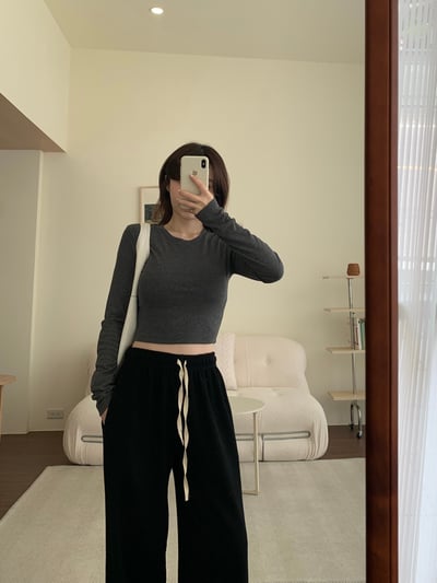 現貨 回歸) 合身短版長袖上衣 4色13