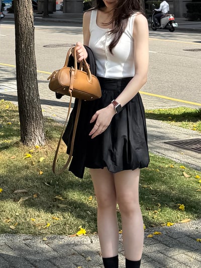 回歸) AK08 小花邊方領排釦背心 1色5