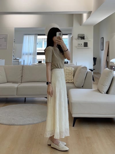 回歸) AJ10 氣質滿滿雕花長裙 2色6