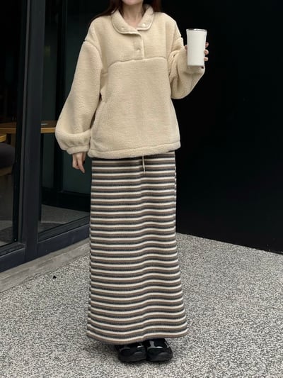 現貨 AY32 可愛熊熊羊羔毛立領排扣上衣 2色5