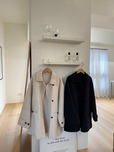 現貨 AZ02 設計扣中長板羊毛70%手工大衣 2色1