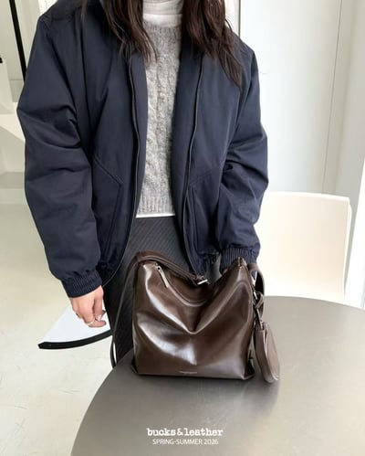 B38 Bucks&Leather  26年新款！小款 牛皮光滑亮面拉鍊托特包7