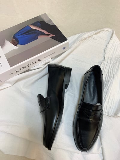 熱銷破百！高級感！經典牛皮樂福鞋 23-25 1色3