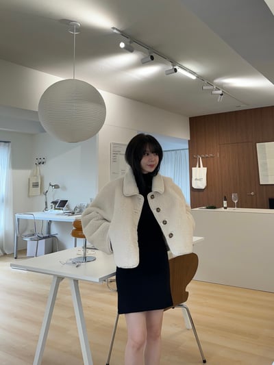 現貨 BEST！回歸) 合身微辣半袖小高領洋裝 2色17