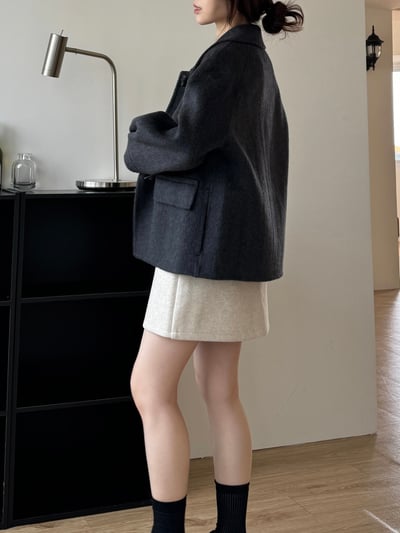 現貨 BEST！回歸) 牛角扣70%羊毛手工外套 2色15