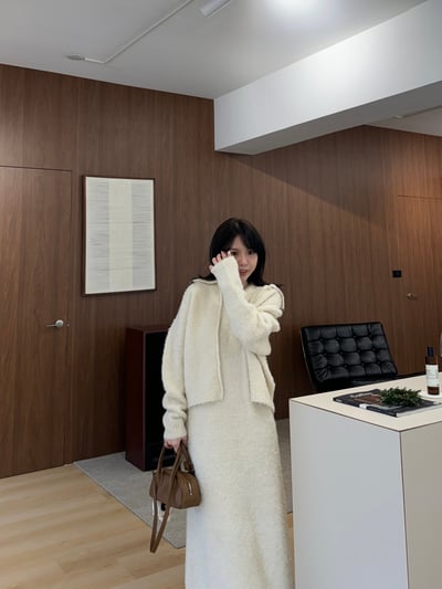 現貨！獨家訂製！回歸) 高CP值！親膚QQ毛背心洋+小翻領外套SET 2色12