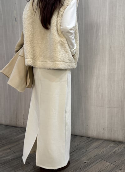 現貨 AZ08 輕磨毛紋理感直筒後開岔長裙 1色10