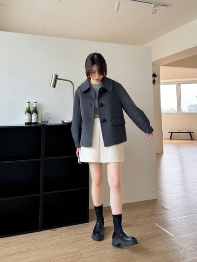 現貨 BEST！回歸) 牛角扣70%羊毛手工外套 2色17