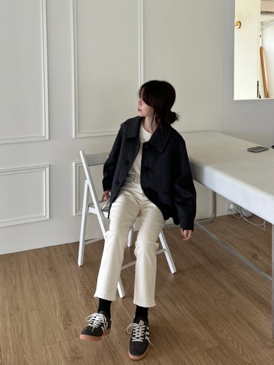 現貨 BEST！回歸) 牛角扣70%羊毛手工外套 2色22