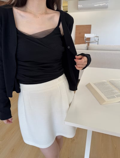 新增新色回歸) AL07 細肩網紗bar背心+小罩衫set 2色17