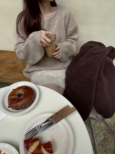 現貨 BEST！AY05 微平領鬆軟慵懶毛衣 3色8