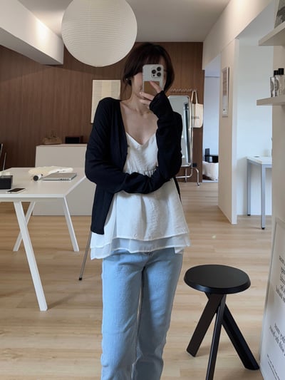 回歸) AL10 木耳邊2扣小罩衫 2色8