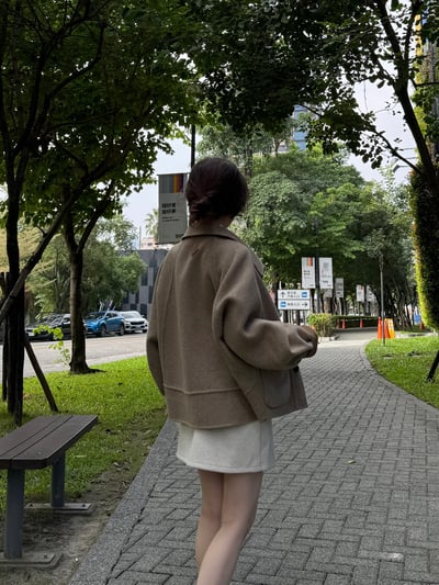 WHM01 大推薦！兩面穿100%羊毛手工大衣  (杏色賣場)5