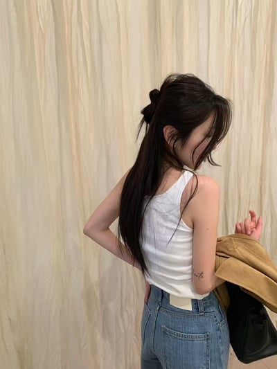 回歸) AK08 小花邊方領排釦背心 1色2