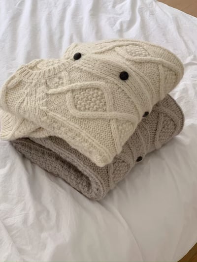 現貨 AY09 自留！細緻麻花羊駝毛開衫 2色6